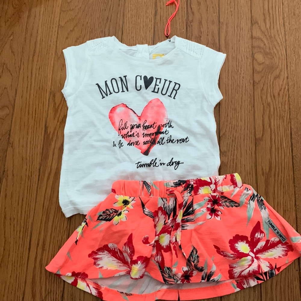 NWT 6-9 months (74) Tumble and Dry tshirt and skirt